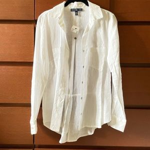 Saks Fifth Ave White Linen Top